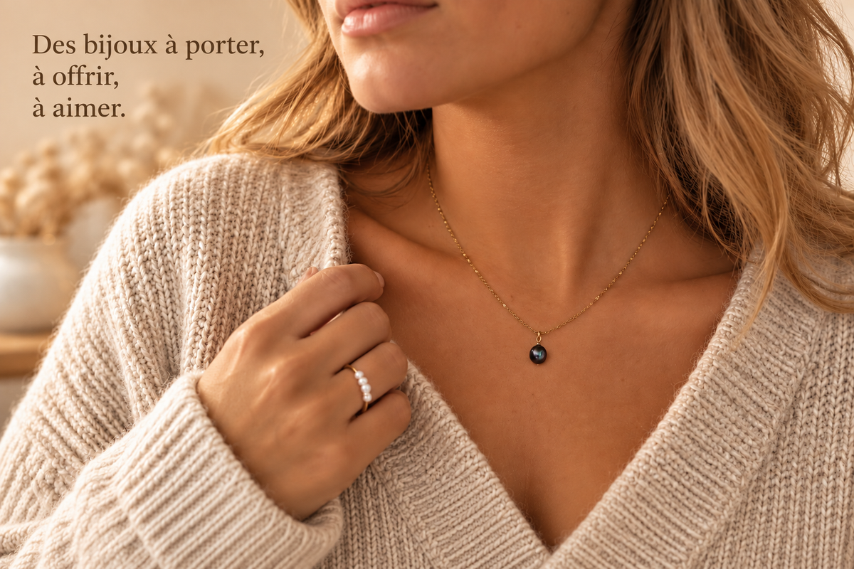 Photo avec le texte « Des bijoux à porter, à offrir, à aimer. »